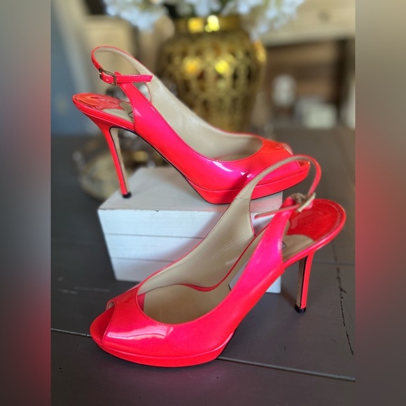 Jimmy Choo Vibrant Pink Slingback Heels Size 36.5 - Picture 9 of 9